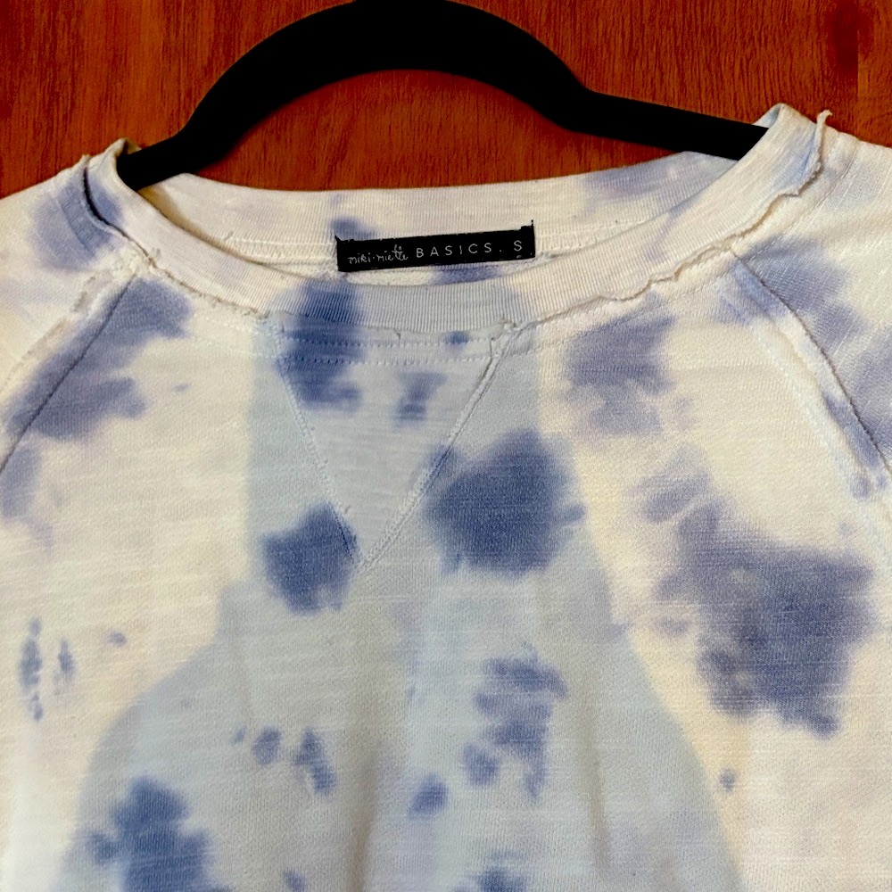 Basics Blue and White Tie-Dye Women's Sweatshirt - Picture 3 of 6